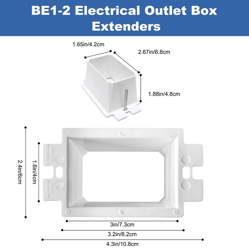 Alrens 30PCS BE1-2 Electrical Outlet Box Extenders with 60 Screws, 1-Gang Box Extender, Single Gang Box Extender 1 Gang Power Switch Receptacles Accessories