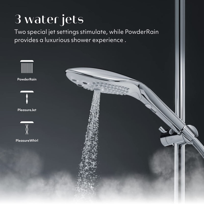 Womanizer Wave Multifunction Shower Head | Special Jet Water Powered Personal Massager | 2in1 Showerhead for Women | Control 3 Pattern Settings | Handheld Water Pressure Massage Tool | Black