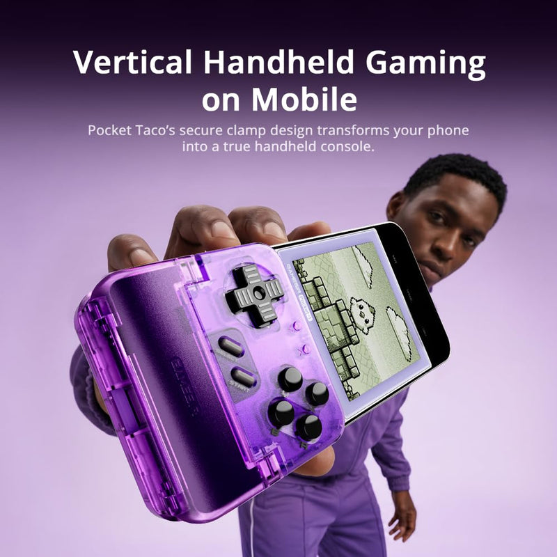 GameSir Pocket Taco Vertical Bluetooth Mobile Controller for Android,Handheld Mobile Gaming Controller, 600mAh Battery, Lightweight with Pass-Through Charging, Retro Arcade Gamepad （Purple）