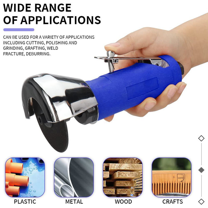 3 Inch Air Cut Off Tool, Equipped with 5-Pieces 3" Cutting Disc Set, Pneumatic Metal Sheet Cutting Tool,2000RPM Blue Machine Set