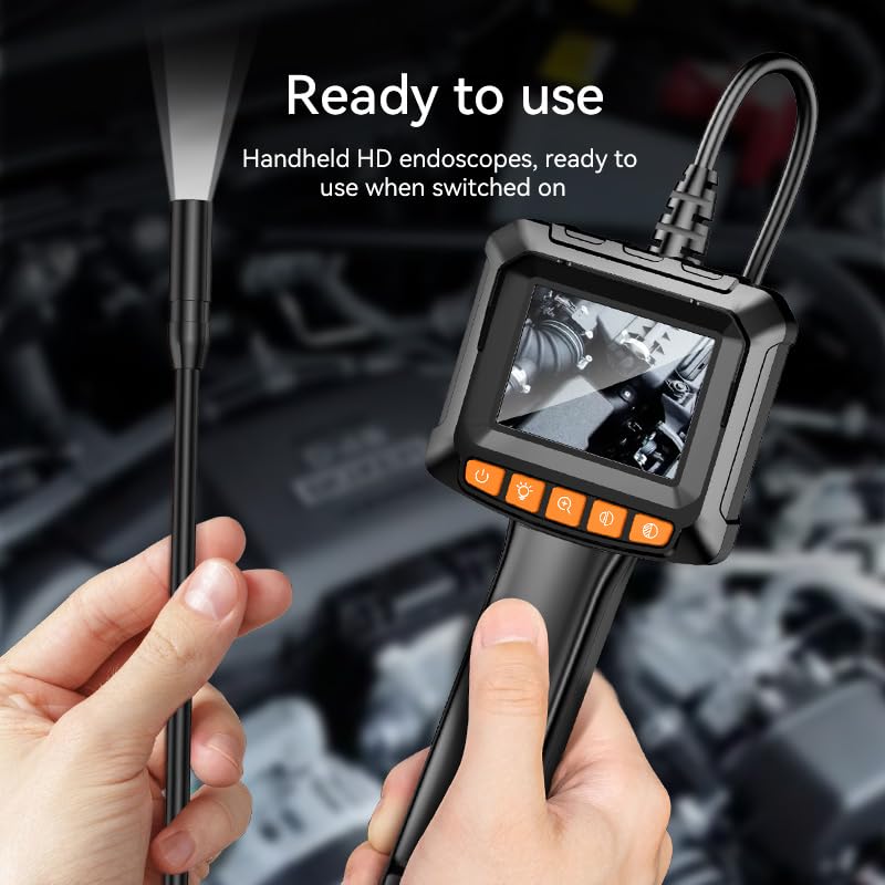 Dual-Lens Endoscope Camera with Light - 2.4" LCD Screen Inspection Cameras,IP67 Waterproof Borescope,HD 1080P Endoscope Camera 16.5ft Semi-Rigid Cord for Sewer,Gifts for Men Tools and Gadgets
