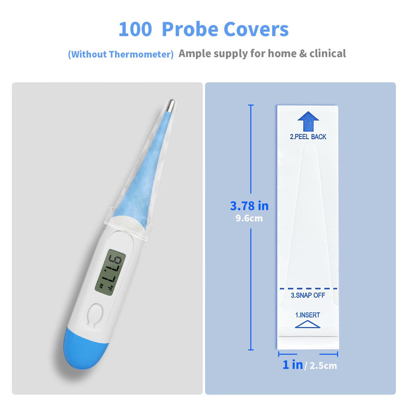 Boncare Thermometer Covers Disposable - 100 Pcs Probe Covers for Digital Thermometers, Can be Used for Oral, Rectally or Underarm