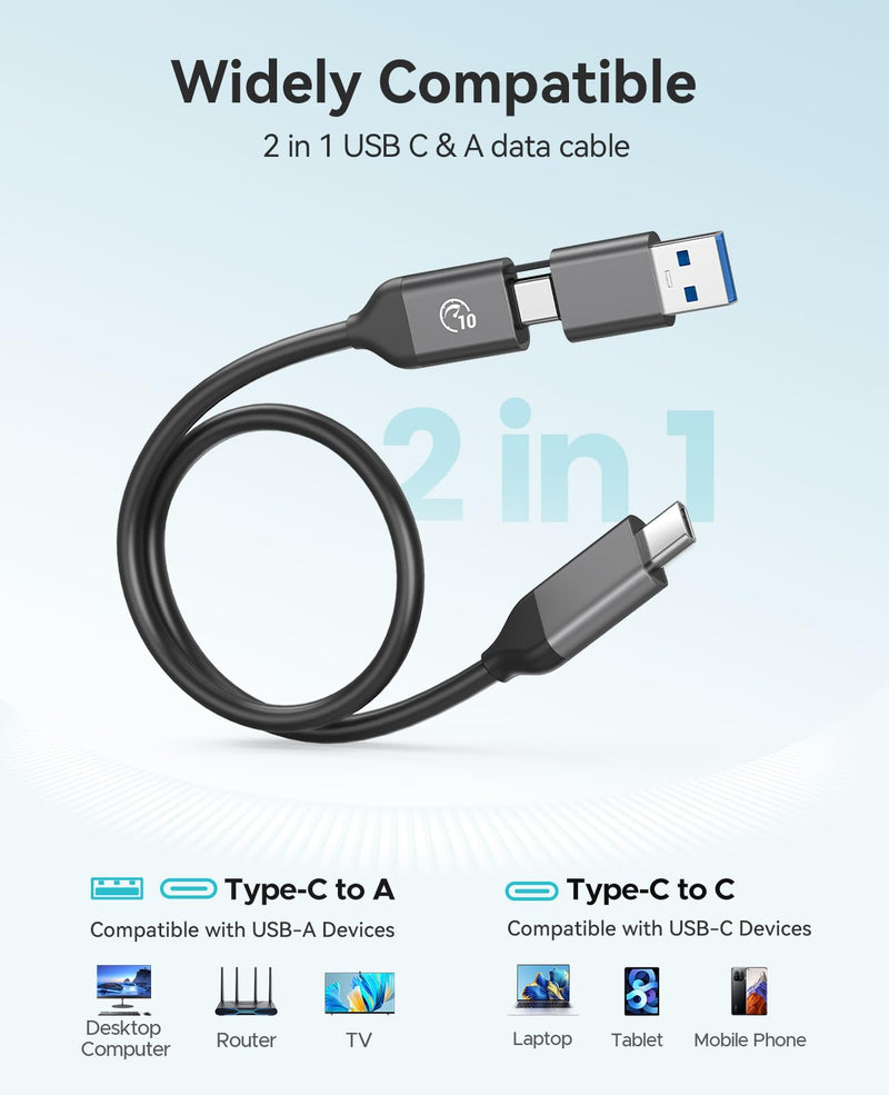 ORICO Portable SSD 512 GB with 2 in 1 USB C Cable, External Solid State Drives, Up to 460MB/s, Status Indicator, Reliable Storage for USB-C Smartphone, PC - B5PLUS(Blue) 512GB Blue