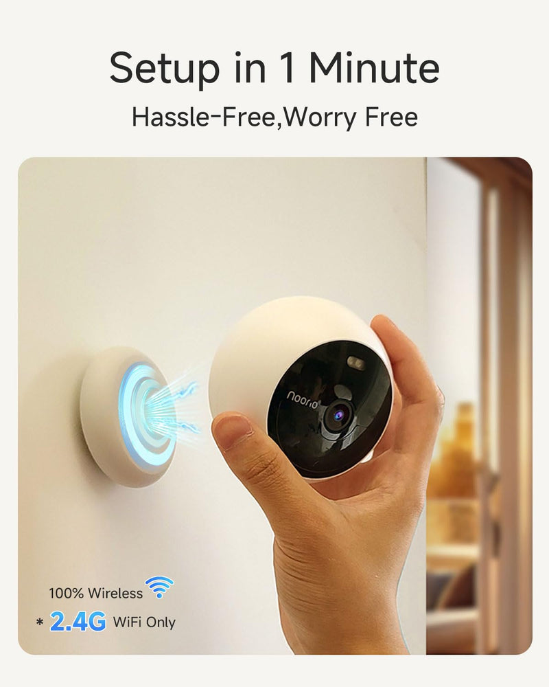 Noorio Security Cameras Wireless Outdoor/Indoor Magnetic, Cameras for Home Security Battery Powered, 1080P AI Motion Detection 2.4G WiFi Security Camera Outdoor, 8GB Free Local Storage MagCam, B200-SE 1080P Battery Camera
