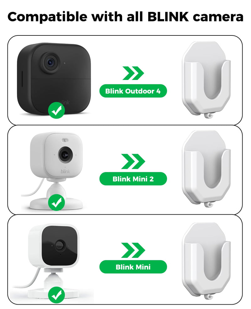 3 Pack Blink Camera Adhesive No Drill Wall Mount Bracket for Blink Mini /Mini 2 /Blink Outdoor 4 /Blink Indoor Cameras, No Drill No Screws Mount(KMOUANTS White Wall Mount for Blink Cameras) 3 Pack white Wall Mount for Blink Cameras