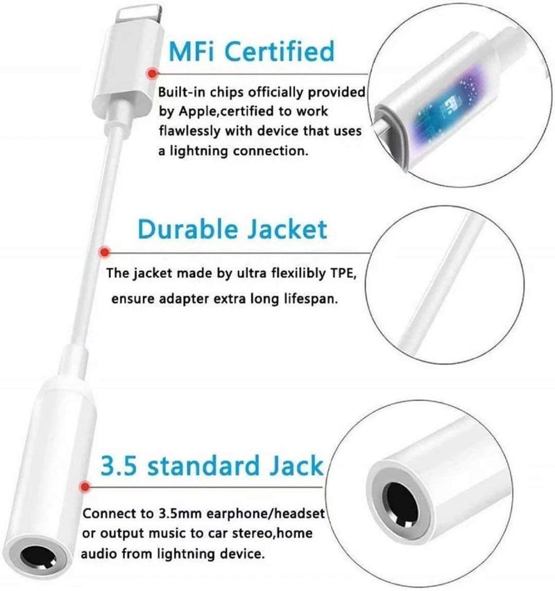 [Apple MFi Certified] iPhone 3.5mm Headphone Jack Adapter,2Pack for Apple Lightning to 3.5mm Earphones Jack Adapter Cord Dongle Aux Cable Converter Accessories Compatible with iPhone14 13 12 11/Xs/XR 2pack-L