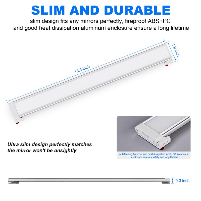 MY BEAUTY LIGHT Angle Adjustable LED Vanity Lights for Mirror, Bright Dimmable and Color Temperature Changeable LED Makeup Lights, Stick-on 24V Plug-in Bathroom Vanity Light Fixture 16.0 Watts