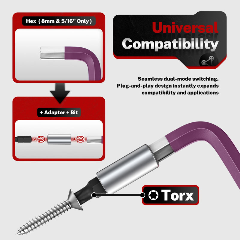 TOMMARS 40-PC Magnetic Ball End Allen Wrenches Set,Color Coded and Extra Long Arm Hex Key Set SAE(1/16''-3/8") Metric(1.5mm-10mm) With Screwdriver Bit Set and Adapter 18-PC Metric & SAE
