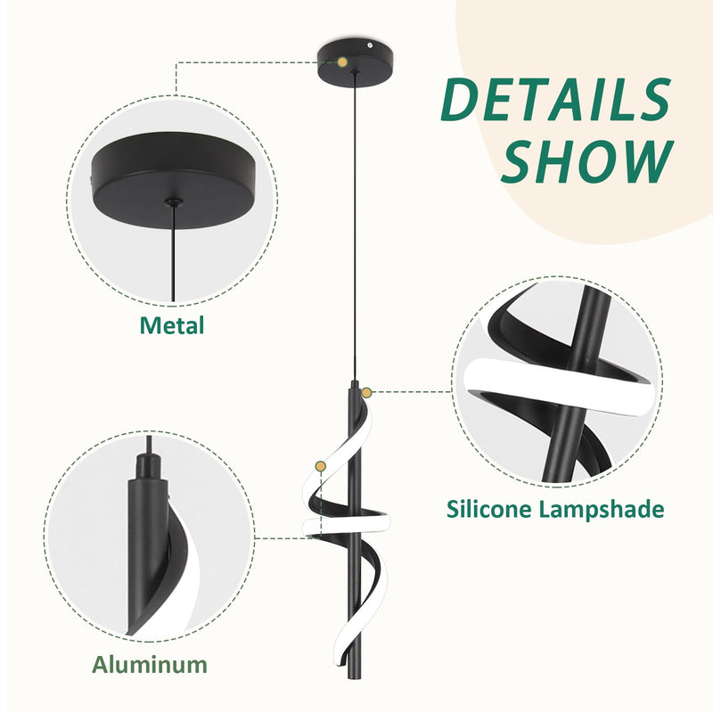 CANEOE Black Pendant Light Fixtures, Dimmable Modern LED Pendant Lights for Kitchen Island, Small Kitchen Island Pendant Lighting for Dining Room Bar Living Room Bedroom Hanging Light Fixtures,1 Pack Black,Dimmable