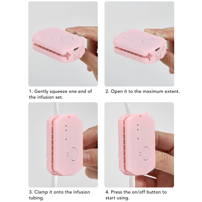 Infusion Alarm, Rechargeable Infusion Reminder Intravenous Drip Warning Device with 5 Different Alarm Sounds USB Night Light for Monitoring Fluids Work (Pink)