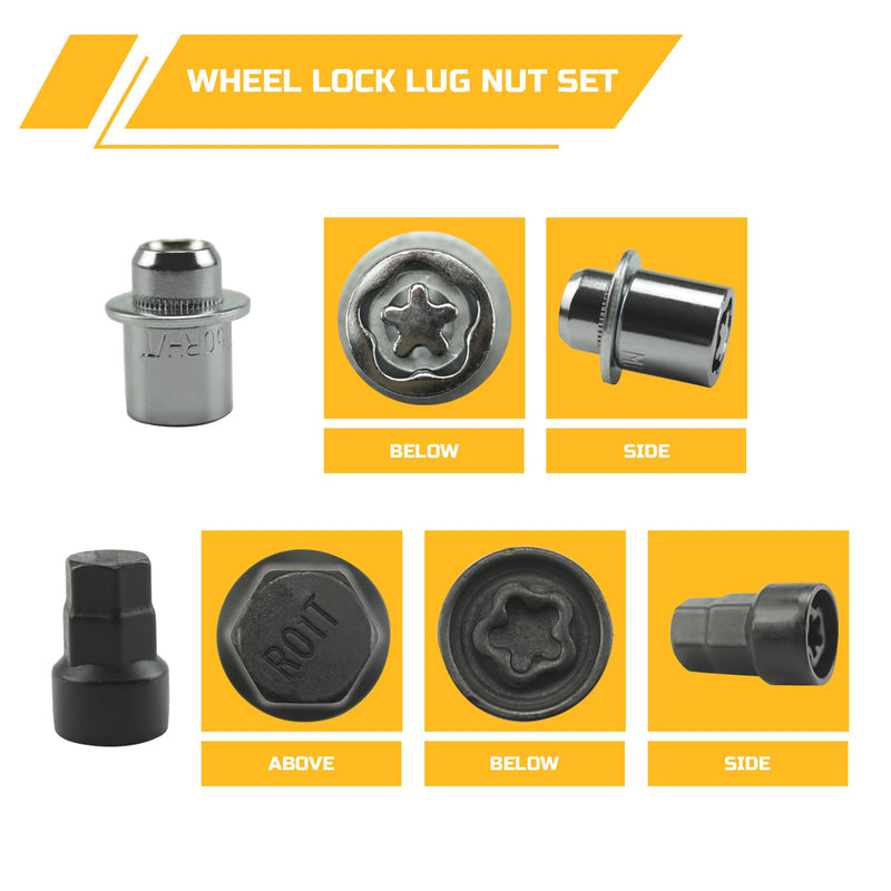 Wheel Locks Anti Theft Locking Lug Nuts Set M12 X 1.5 Fits for Toyota Prius Camry Tacoma Corolla RAV4 IS350 ES350 RX350 GS350 2001-2022 Replaces#00276-00900,0027600900 silver