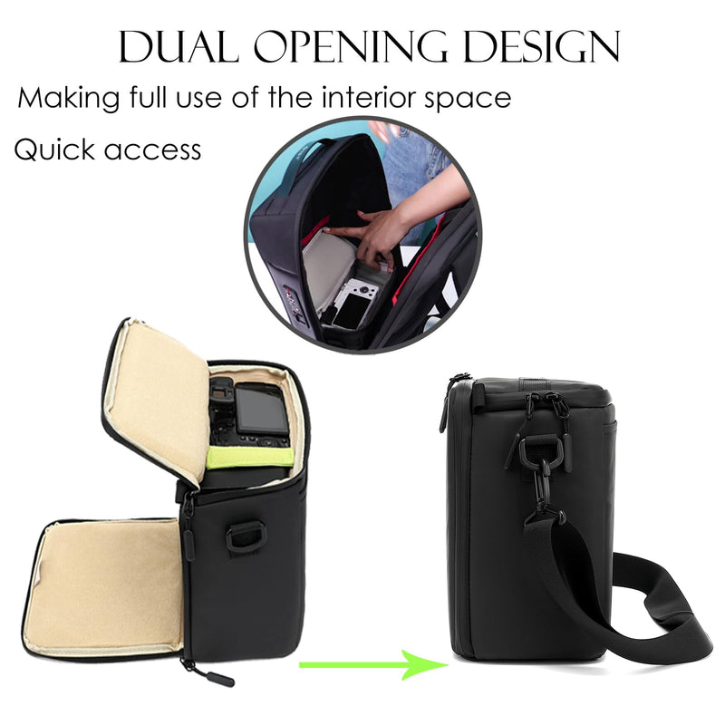 Mini SLR Camera Insert Bag,Shockproof &Pressure-proof Dual Opening Camera Lens Cube Case Bag,Digital DSLR Mirrorless Cameras Accessories Storage Pouch Compatible for Canon,Sony,Fuji (XXS Gray) (4L)XXS Black