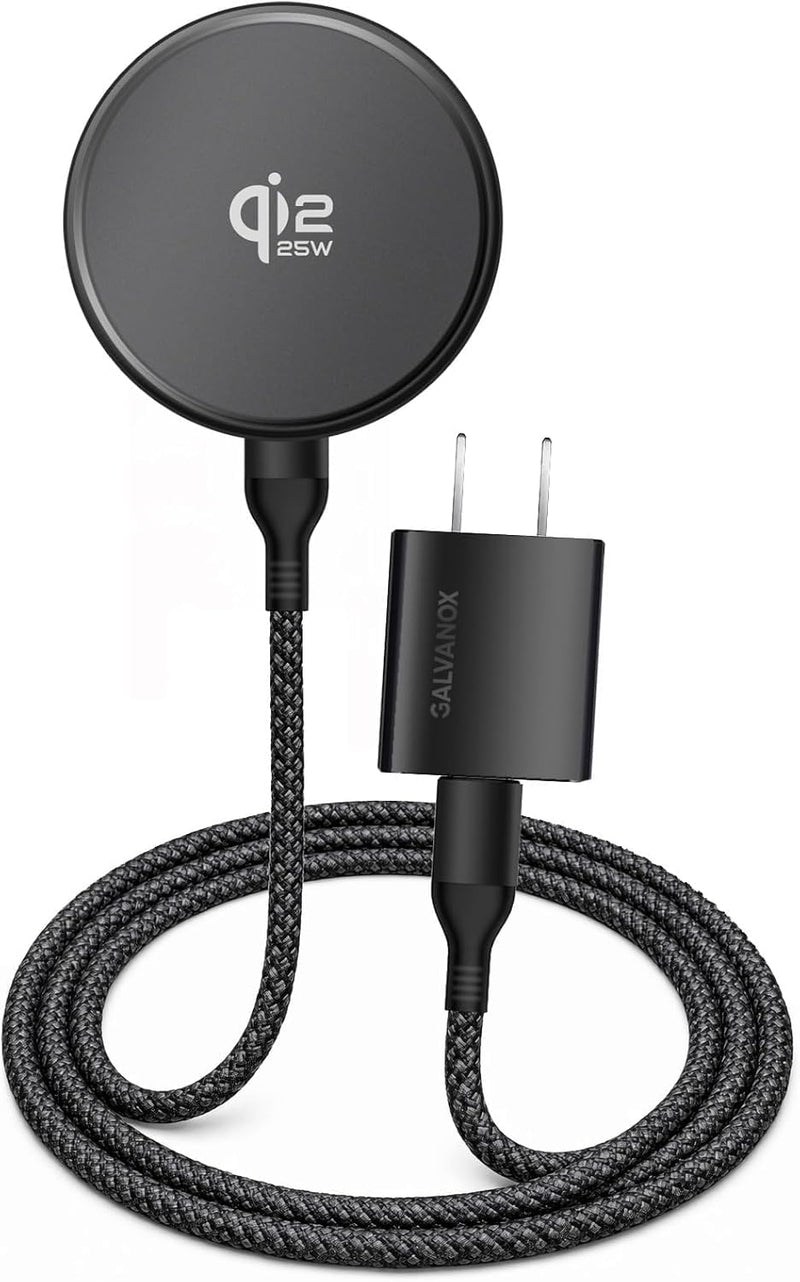 2-Pack Qi2.2 Certified 25W Magnetic Wireless Chargers for Samsung | Includes 2 Fast-Charging Wall Adapters for Android, Galaxy Phones - Compatible with MagSafe, Non-Slip Magnet (6Ft)