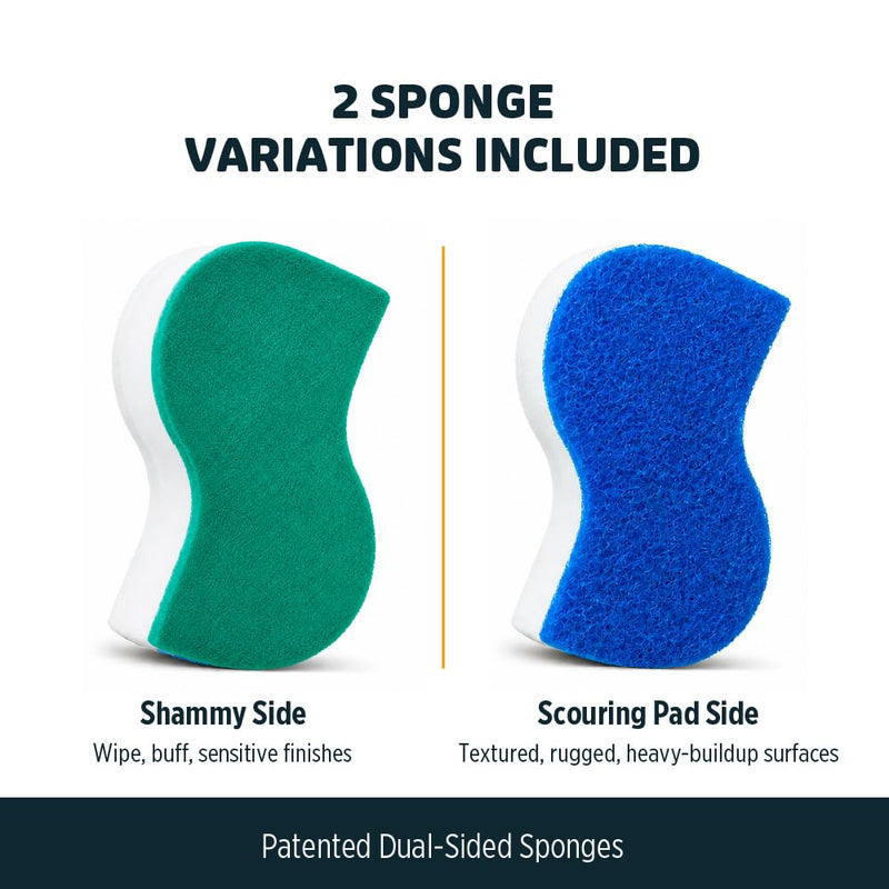 BoatERASERS Dual-Sided Boat Cleaner Sponges, Water-Activated Marine and Boat Eraser for Fiberglass, Vinyl & Gelcoat, Removes Scuffs, Dirt & Waterline Marks, No Harsh Chemicals (4 Pack)