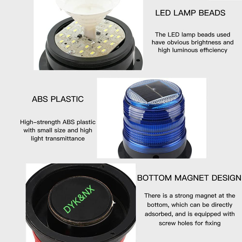 DYK&NX LED Anchor Light of Marine Boat Yacht Navigation with Solar Charging, PC Material, Waterproof and Dustproof for Boat Lights Bow and Stern (Color : White)