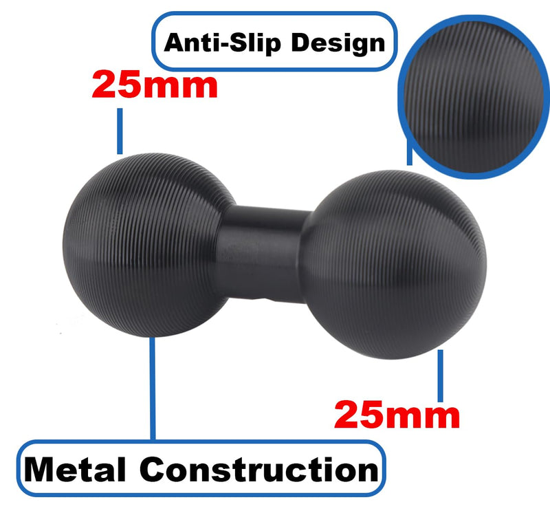 Double 1 Inch Ball Mount for Ram B Size Socket Mount(2PCS) | all aluminium alloy, lightweight yet sturdy; corrugated balls, anti-slip grip