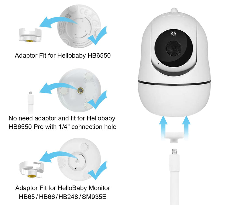 Baby Monitor Mount Compatible with HelloBaby HB6550/HB65/HB66/HB248,ANMEATE SM935E Baby Monitor Camera 15.7 inches Flexible Clip Clamp Mount Long Gooseneck Arm, Baby Monitors Holder Without Tools