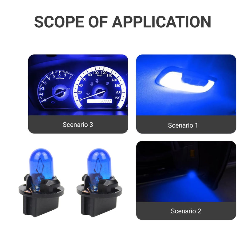 10 PCS Car T10 Instrument Light, Wedge 12V 5W Single-Filament Air Conditioning Indicator Light Brake Bulb, Mini Lamp for Dome License Plate Cluster Gauge Dash Lamp, Plug and Play (Blue) Blue 10 PCS