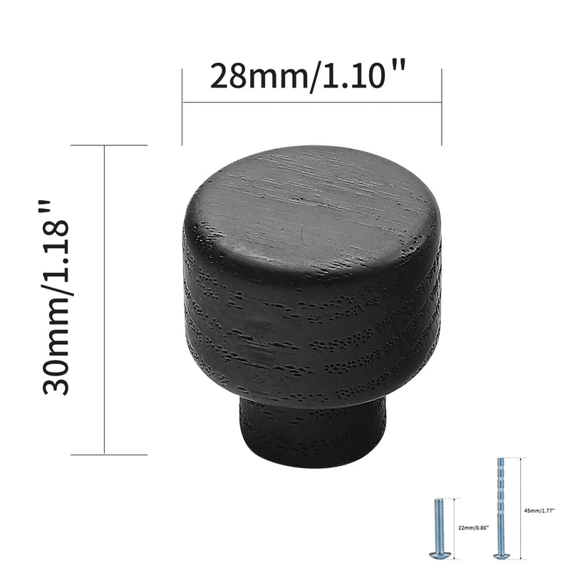 10 pcs Black Oak Round Chinese-Style Cute Cabinet Door Handles Cabinet Drawer Pulls Single-Hole Wardrobe Knobs Wooden Door 10