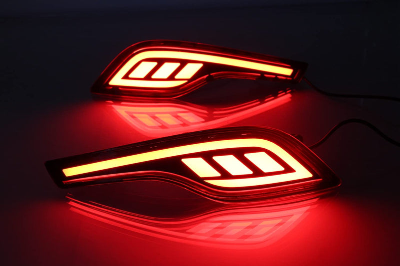 Red LED Rear Bumper Reflectors Fog Brake Rear bumper lights Tail Light Lamps Kit for 2019 2018 2017 Honda CRV CR-V Accessories (Two Functions)