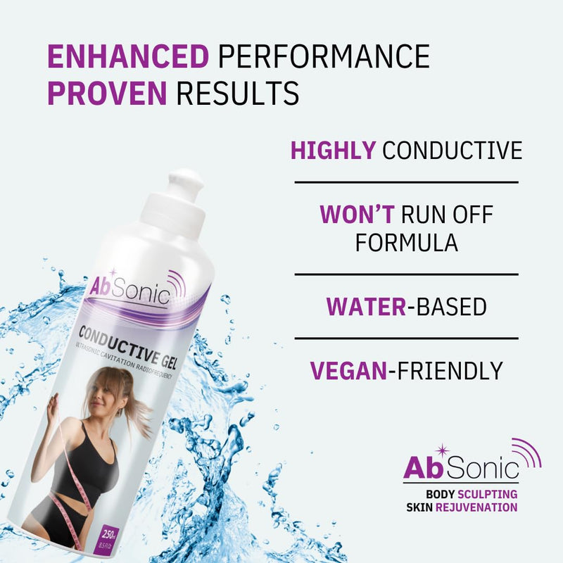 Absonic Cavitation Gel for Body Sculpting Machine - Conductive Gel for RF Radiofrequency, Ultrasonic Cavitation, Slimming Devices - Paraben-Free Body Contouring Gel, 1-Pack (8.5 oz)