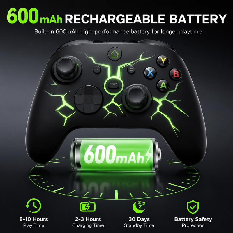 CFORWARD X Box One Controller with 2.4G Adapter, Wireless Gamepad for X Box 1/Series X/S & PC Win10+, With Dual Vibration, Turbo, Programmable Buttons, RGB LED Lighting, Third-Party Controller Black-TX102B