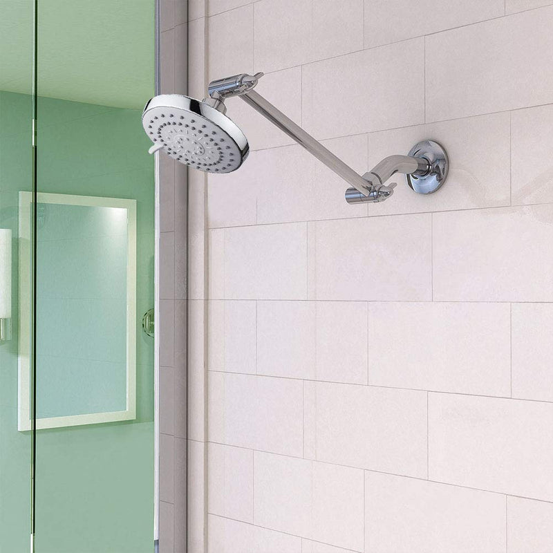 High Pressure Shower Head with 11 IN Adjustable Arm, Rainfall with Shower Arm-Make Water Flow Down Vertically for Better Bathing Experience(5 In, Chrome) 5 In Chrome Finish