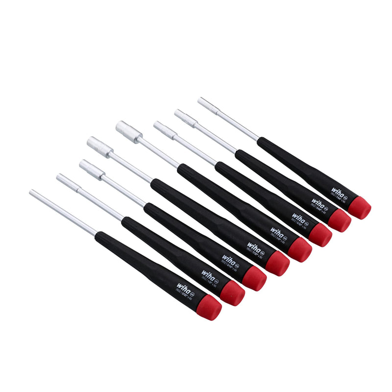 Wiha 26591 Precision Nut Driver Set, 8 Piece, Inch, Tapered Handle, Chrome-Plated Satin Finish Inch Set