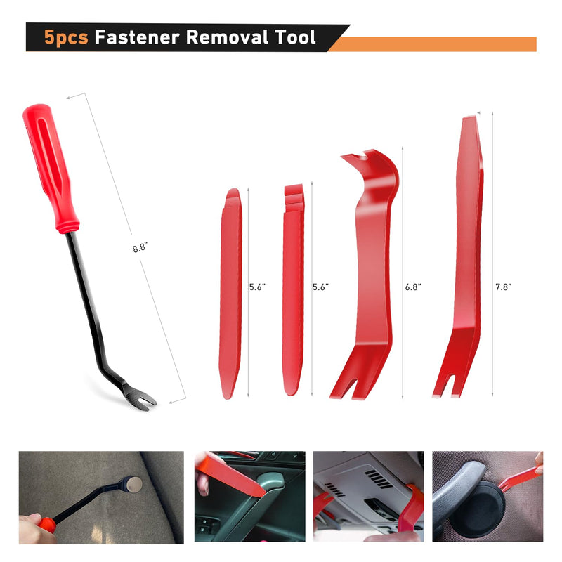 GOOACC 120PCS Car Bumper Push Retainer Clips & Nylon Fasteners Rivet Kit 6mm 7.6mm 8mm 8.8mm 10mm Door Trim Panel Clips, 5PC Fastener Remover 120 Clips + 5 Tools