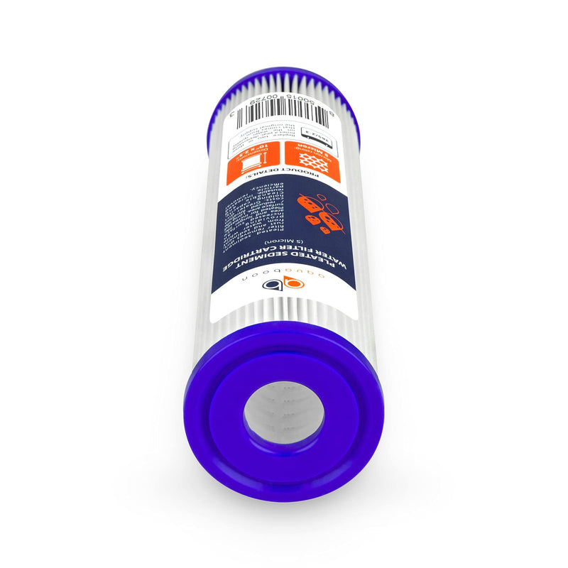 Aquaboon 5 Micron 10x2.5 Whole House Pleated Sediment Filter Cartridge for Well Water Filter Replacement Compatible with WFPFC3002, WHKF-WHPL, 6-Pack