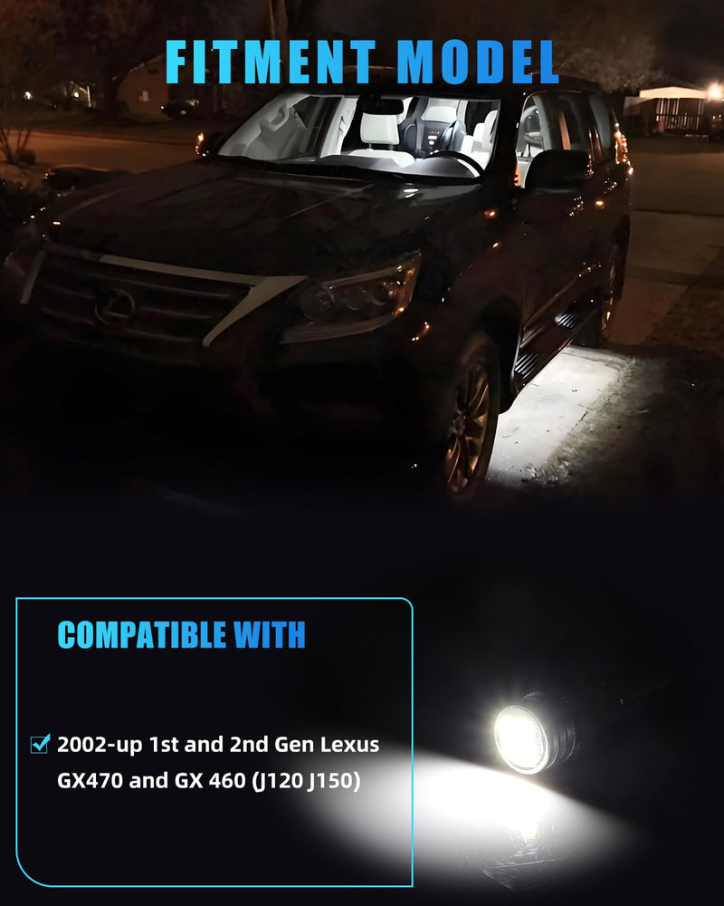 New 4 PCS LED Running Board Lights Compatible with 1st & 2nd Gen Le-xus GX470 & GX 460 (J120 J150) 2002-up, [IP67 Waterproof] [Can-bus Design] LED Courtesy Light White Lights