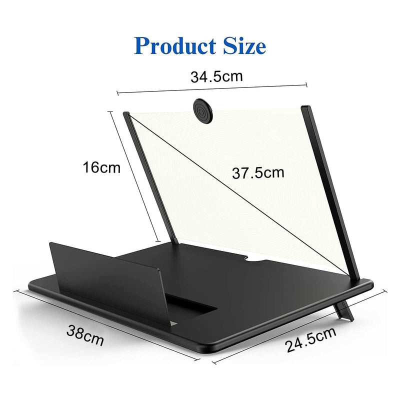 18" Screen Magnifier for Cell Phone – 3D HD Magnifing Screen Enlarger Projector for Movies Videos and Gaming – Foldable Mobile Phone Stand Holder with Screen Amplifier Black-RED-18‘’