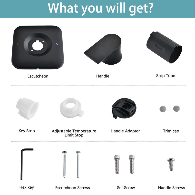 Trim Kit Compatible with Moen Shower Faucet (Valve& Catridge Not Inclued), Volume and Temperature Control Level Handle, Matte Black