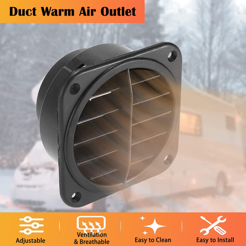 Warm Air Vent Outlet,2pcs 360 Degrees Rotatable Car Heater Duct Hose Pipe Warm Air Vent Outlet for Parking Heater Air Conditioner Steering Car Bus Boat Eberspacher, Webasto, Propex Heaters (75mm) 75mm