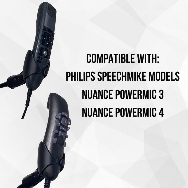 Microphone stand compatible with Nuance PowerMic 3, PowerMic 4 and Philips SpeechMike hands free dictation microphone, Gooseneck 13”, Flexible Clamp-On Desktop Mic Stand with 360°