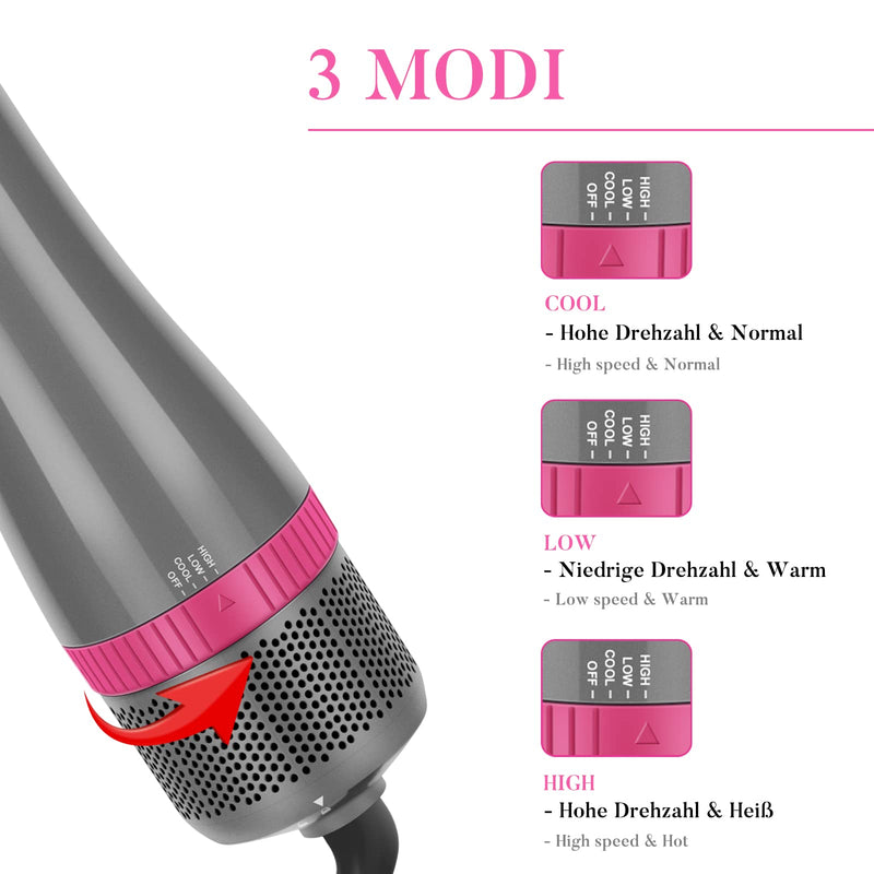 4-in-1 Hair Dryer Brush Set, Multi Air Styler with Diffuser and Hot Brush | Hairdryer, Hot Air Brush, Hair Diffuser and Hot Brush, Ionic Care, Frizz Control, Gray Gray - Standard