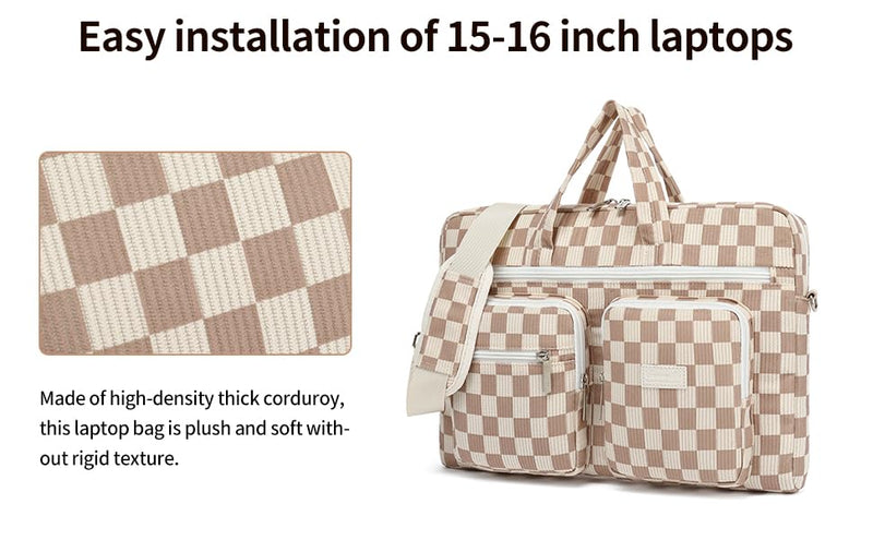 canvaslife 15-15.6-inch laptop backpack, shoulder bag, handbag, waterproof briefcase Khaki Check
