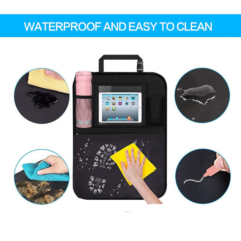 Premium Backseat Organizer for Kids 2 Pack, Heavy Duty Waterproof and Stain Resistant Kick Mats Back Seat Protector, Durable Backseat Car Organizer with Tablet Holder+Storage Pockets