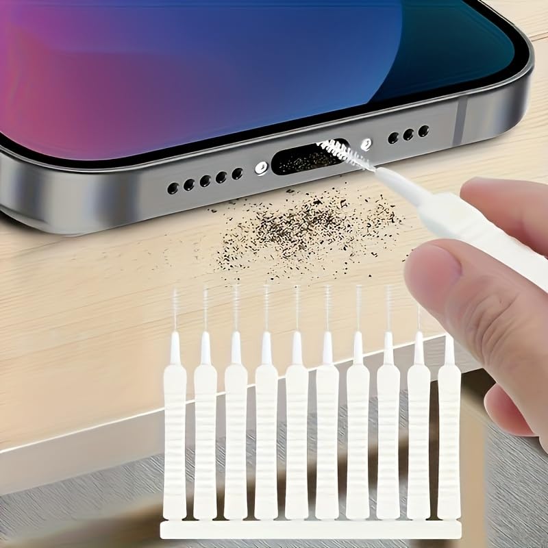 Phone Charging Port Cleaning Kit, 14 Pieces with Brushes & Dust Plugs, for iPhone & Android Devices, Scratch-Free