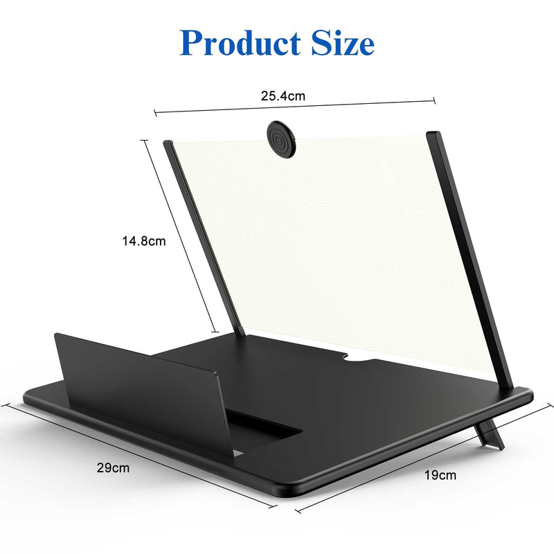 14" Screen Magnifier for Cell Phone - 3D HD Magnifying Projector Screen Enlarger Expanders for Movies, Videos and Gaming – Foldable Phone Stand with Screen Amplifier–Compatible with All Smartphones Black-14inch