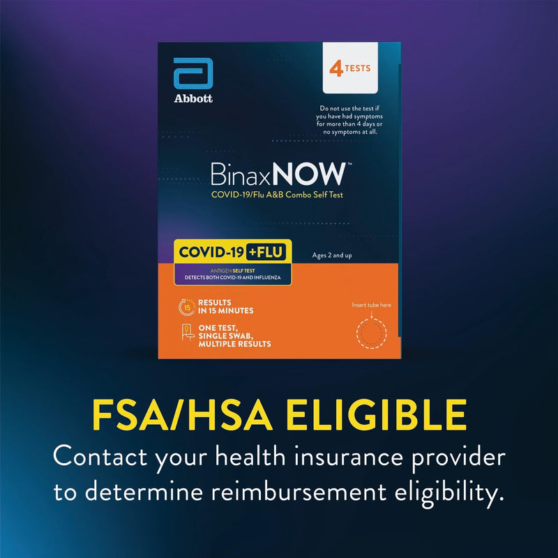 BinaxNOW™ COVID-19/Flu A&B Combo Self Test, Reliable COVID/Flu Home Test With 15 Minute Results, 4 Tests