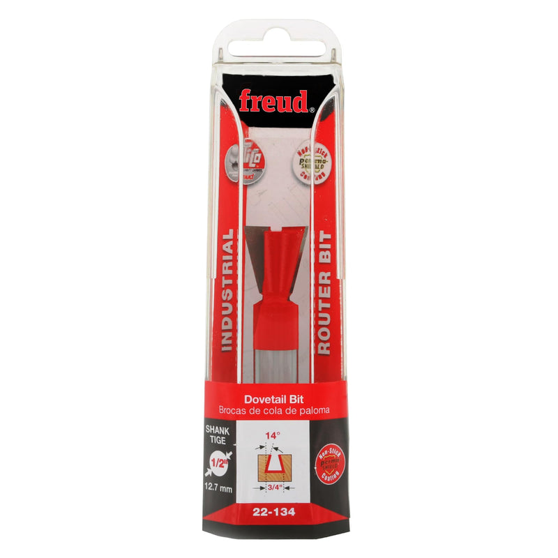 Freud 22-134: 3/4" (dia.) Dovetail Bit with 1/2" shank, 3-1/8" overall length
