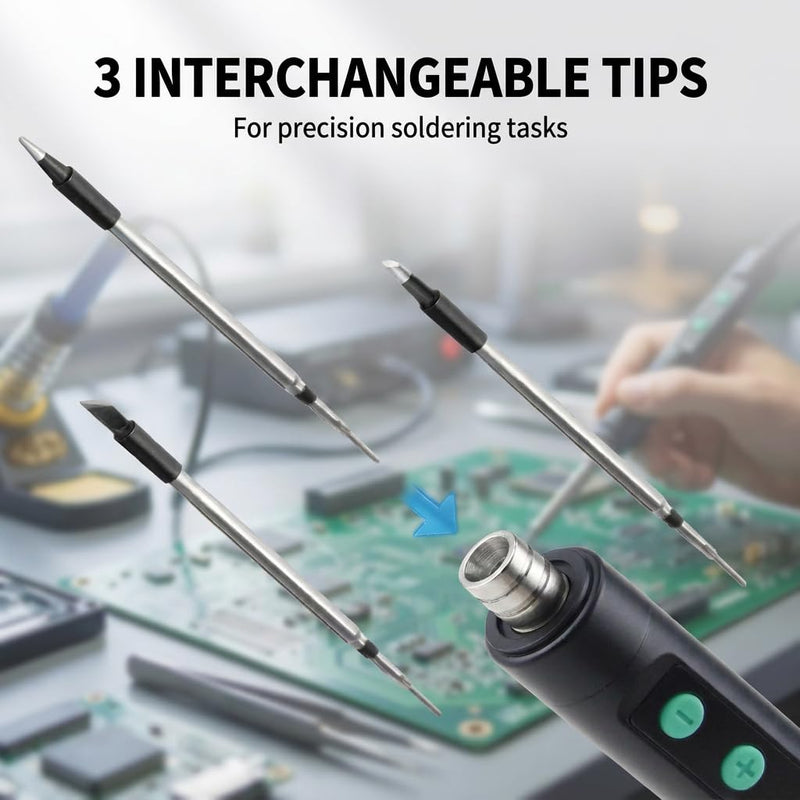Cordless Soldering Iron Kit, USB Rechargeable Portable Soldering Iron Pen with Digital Display, Adjustable 180-450°C Fast Heating Mini Soldering Iron for DIY Electronics Repair（Black） Black