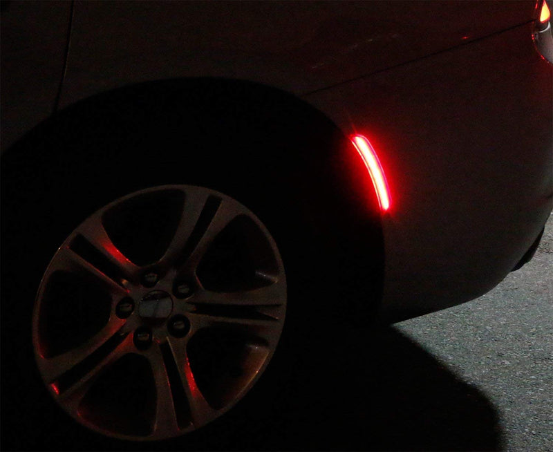 iJDMTOY OE-Spec Red Lens Full LED Rear Side Marker Light Assemblies Compatible With 2007-2013/14 MINI Cooper R55 R56 R57 R58 R59 R60 R61, Replace OEM Red Incandescent Sidemarker Lamps Red Lens Red LED