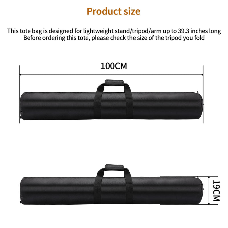39in/100cm Tripod Carrying Case, Heavy Duty Nylon Bag with Shoulder Strap, Padded for Light Stand, Tripods, Monopods, Umbrellas, Softboxes, Boom Stand, Speaker Stands, Mic Stands 39"/100cm Handheld, Shoulder Carrying, Sloping Carrying Black