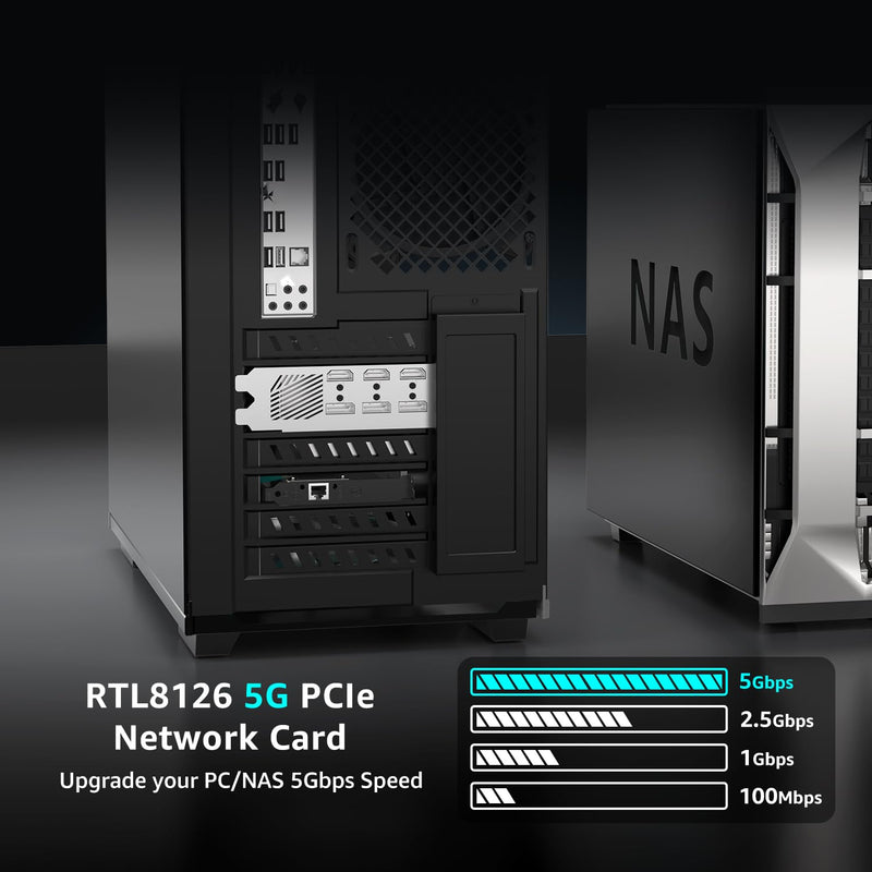 5Gb Base-T Network Card, Realtek RTL8126 Controller, NICGIGA 5G PCIe Ethernet Adapter Support WOL, 5Gbe RJ45 Port NIC Card, Windows10/11/Windows Server/Linux NIC-5G