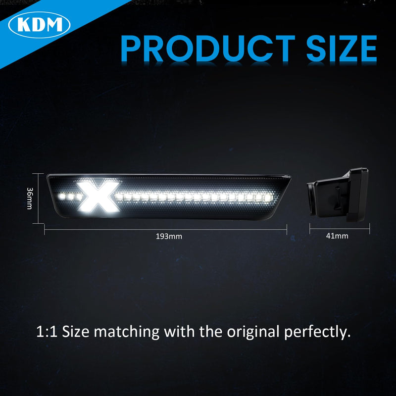 KDM X-Style Smoked Len LED Fender Side Marker Reflectors Lights Fit for 2008-2014 Dodge Challenger,2011-2014 Charger,Rear Bumper Marker Lamp Assembly Bright White,2Pack[Patent Pending] 11-14 Dodege Charger