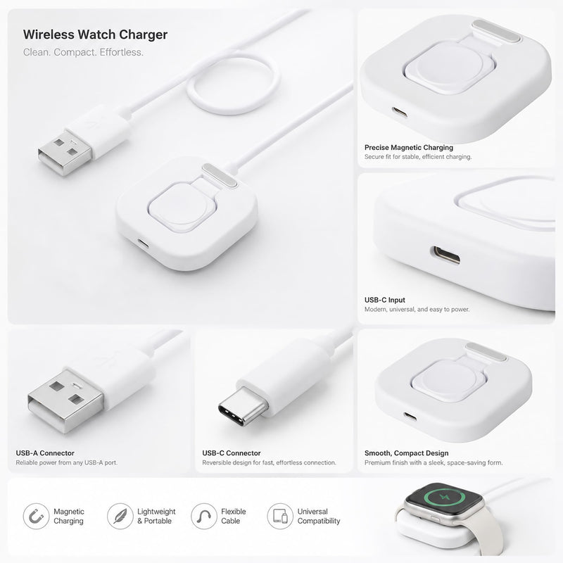 for Apple Watch Charger Charging Dock - Compatible with Apple Watch Series White 3.3FT