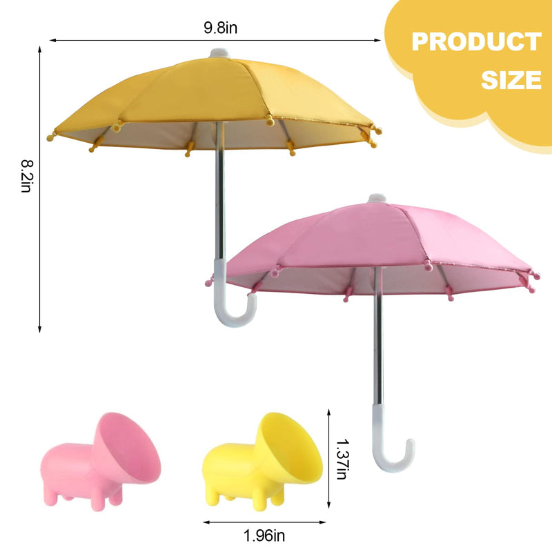 2pcs Cell Phone Umbrella for Sun Shade, Universal Adjustable Cute Phone Shade Umbrella with Piggy Style Suction Cup, Outdoor Anti-Glare Stand Sun Visor