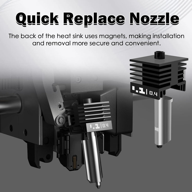 4PCS P2S/X2D/H2C/H2S/H2D Hotend Kits Silicone Socks with Identification Code 2PK 0.4mm and 1PC 0.2/0.6mm Hardened Steel Nozzles- for 3D Printer A1/A1 Mini Extruder Hot End/Printhead Heat Block 4